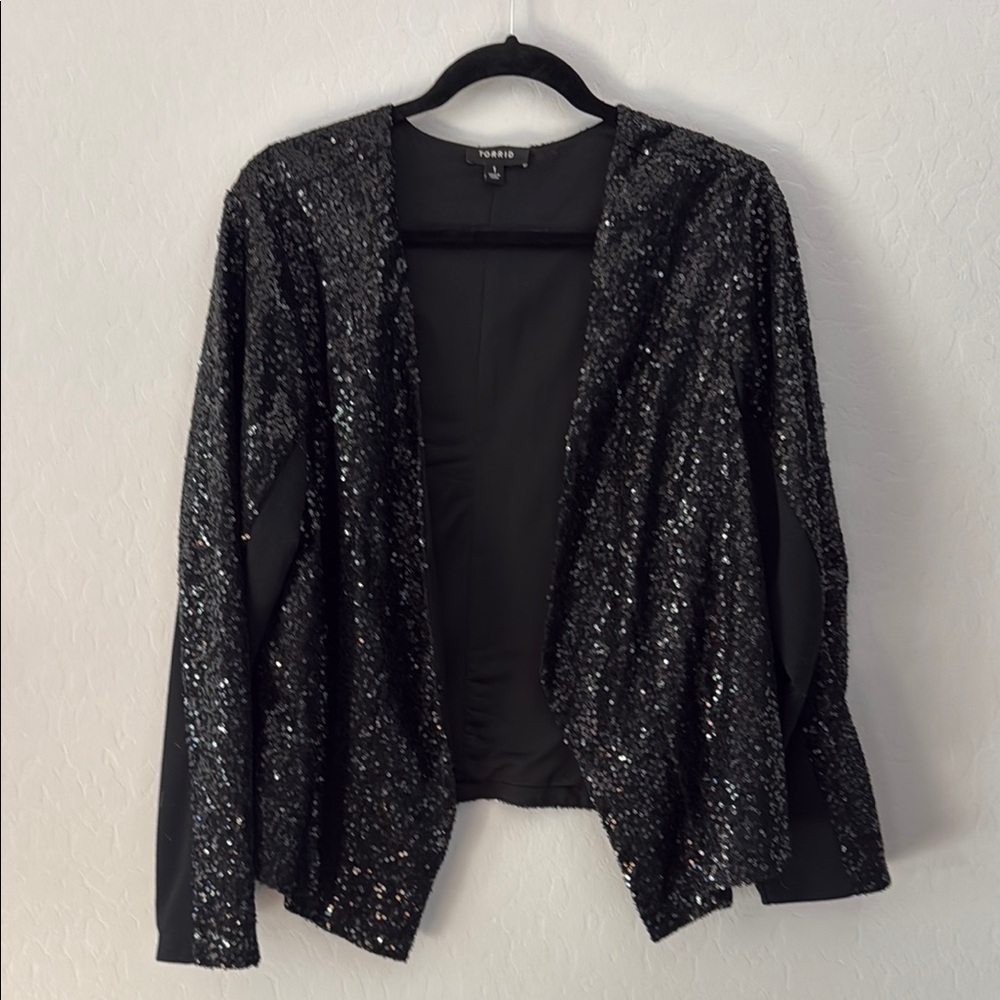 Torrid Black Sequin Blazer Evening Wear